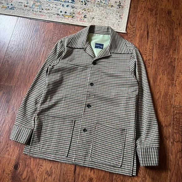 Vintage 1970s Michael Gray Ltd Houndstooth Patch Pocket Jacket Made in USA Disco - Picture 2 of 6